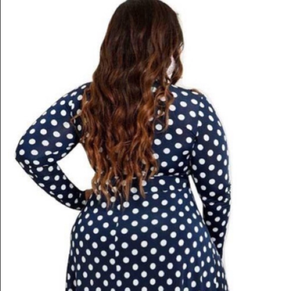 Navy Polka Dot Maxi Dress - Picture 3 of 5